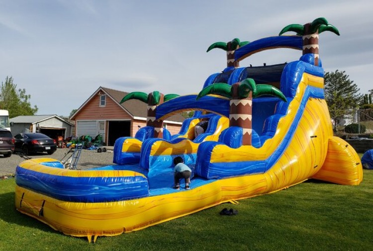 Blue and Yellow Water Slide